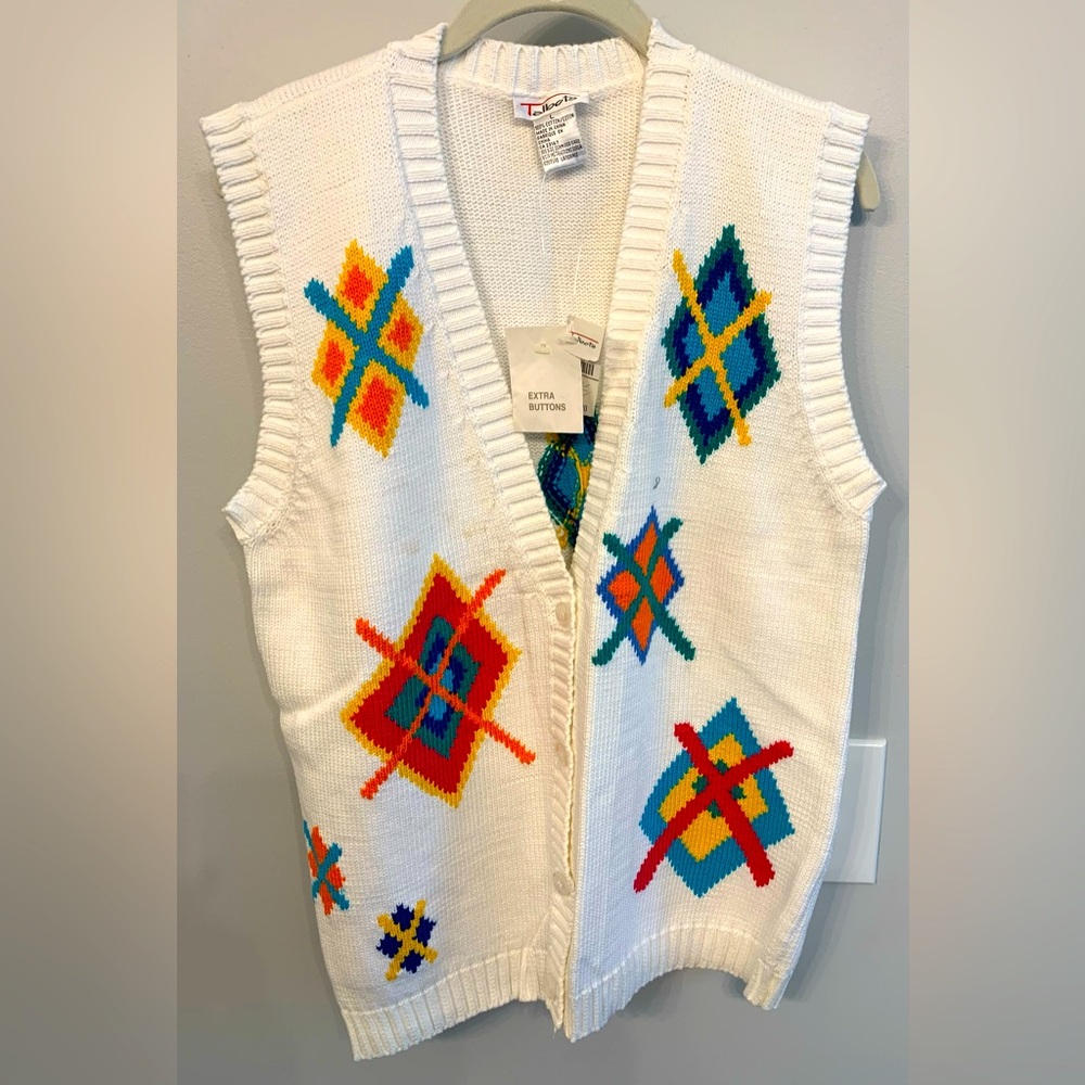 Talbots NEW sweater button up vest; 100% cotton; Size: L
